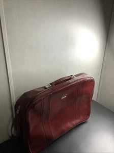Samsonite Brown Leather Zipper Portfolio Carry-On Laptop Briefcase Roller Bag - Picture 1 of 6