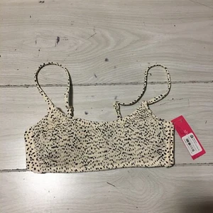 Xhilaration Womens Bikini Swim Top Beige Black Polka Dot Adjustable Strap M New - Picture 1 of 5