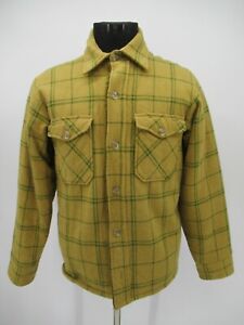 S0295 VTG Woolrich Men's Plaid Wool Sherpa Line Shirt Jacket Size L 