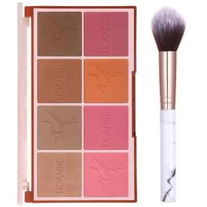8-Color Matte Blush Palette & Brush Set, Buildable Cheek Blusher Contour - Picture 1 of 6