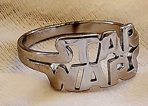 STAR WARS Logo Silver Ring Sci-Fi Fantasy Andor Disney Retro Old Wedding Vintage
