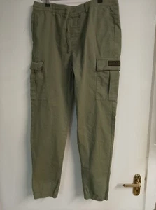 Barbour International Ladies Khaki Cargo Trousers Small Slim Fit Elastic Waist - Picture 1 of 8