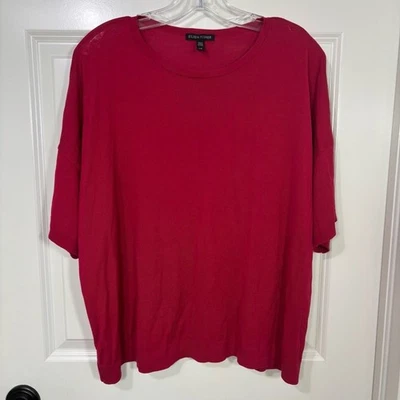 Eileen Fisher女式粉色短袖套衫毛衣L — 第 1/4 张图片