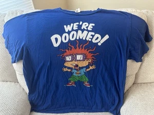 Camisa azul Nickelodeon Rugrats Chucky Chuckie Finster “¡Estamos condenados!” para hombre 3XL - Imagen 1 de 4