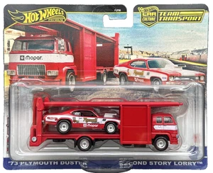 Hot Wheels Premium Team Transport #82 Second Story Lorry + '73 Plymouth Duster - Picture 1 of 16
