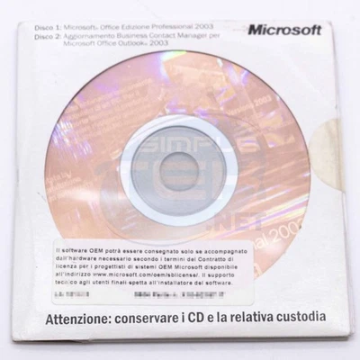 MICROSOFT OFFICE PROFESSIONAL 2003 LICENZA ORIGINALE 269-09908 CON CD ITALIANO - Imagen 1 de 2