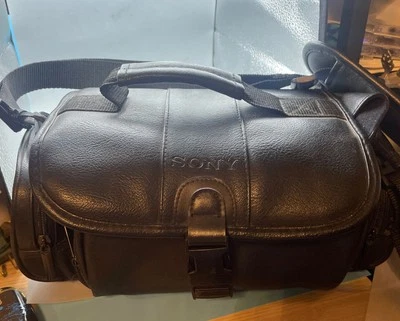 Vintage "12 Sony Black Camera Bag with Shoulder Strap & Multiple Compartments - Image 1 of 4