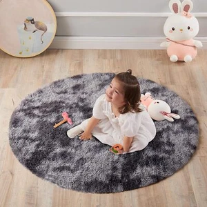Round Rug 4ft Faux Fur Mat Fluffy Washable for Bedroom Teen Room Dorm Cute Decor - Picture 1 of 28