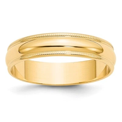 10k Yellow Gold 5mm Milgrain Half Round Wedding Band Ring for Women Size 6.5 - Image 1 of 4