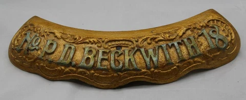 P. D. Beckwith Name Plate Plaque for #18 Round Oak Wood Stove Cast Iron Antique Cover