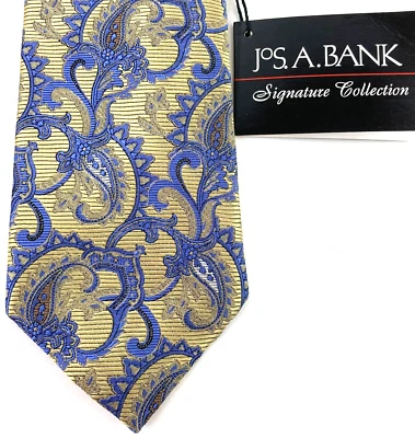 Jos. Corbata de cuello de seda cachemira azul amarillo azul colección Signature de A Bank 59X3 para hombre Foto 1 de 4