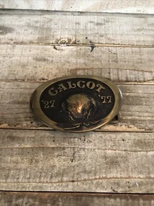 Calcot Ltd 50 Year Commemorative Belt Buckle Cotton Vtg 70s Solid Brass .XTT477 - Picture 1 of 8