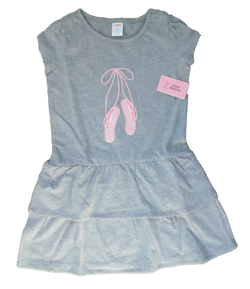 Vestido Gymboree Niñas 6 Gris Volantes En Niveles Algodón Vestido PRIMA BAILARINA NUEVO CON ETIQUETAS Foto 1 de 3