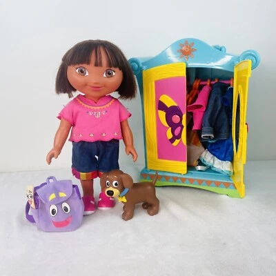 Dora The Explorer Doll Dress Up Adventure With Perro ARMOIRE Clothes Shoes Lot - Image 1 of 4