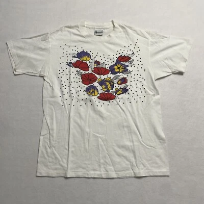 Camiseta recortada con gráfico de flores de colección años 90 talla L puntada única Foto 1 de 4