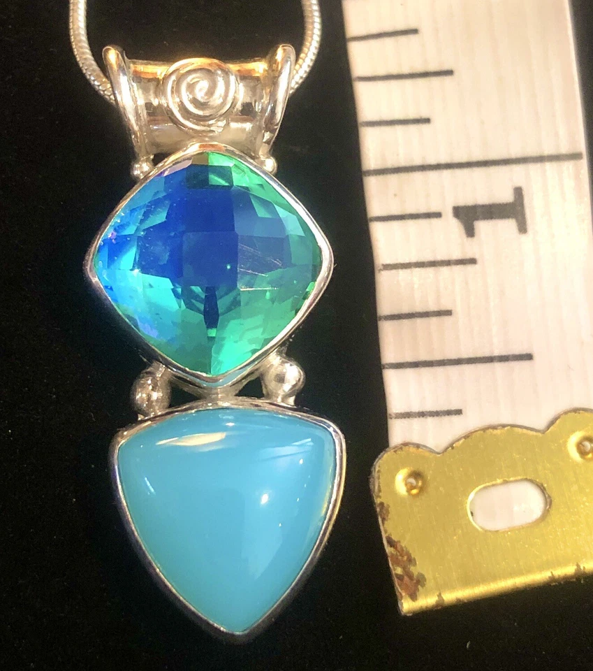 Offerings SAJEN Sterling Silver Chalcedony Gemstone Pendant W Chain - Image 1 of 1