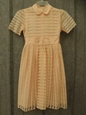 Lovely Vtg 1950s Pink Floral Lace w/ Satin Waist Belt Party Dress Girls Sz 10 - Image 1 of 4