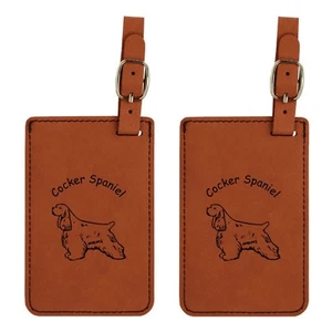 L2169 Cocker Spaniel Luggage Tags 2 Pk FREE SHIPPING Over200 Breeds Available - Picture 1 of 2