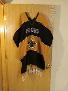 New Orleans Saints Sewn Poncho Mexican Blanket One Size