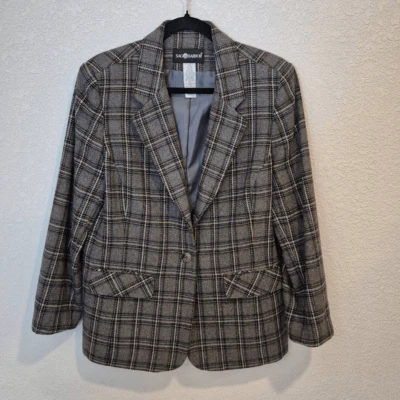 Blazer Sag Harbor para mujer mezcla de lana a cuadros talla 12 Foto 1 de 4