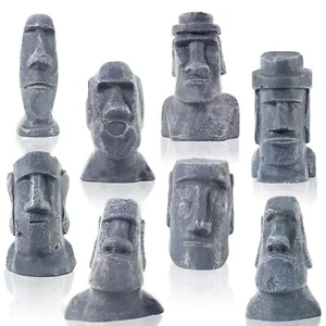 8 Pcs Miniature Easter Island Head Statue Moai Statue Decor 2.5 in Resin Ston... - Picture 1 of 7