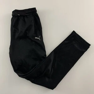 Puma Elastic Waist Track Pants Youth Large Solid Black  - Picture 1 of 5