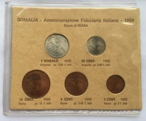 Italian Somalia 1950 Elephant Mint Set of 5 Coins, Rare - Picture 1 of 2