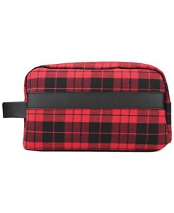 Bespoke Men's Bag Black Red Size Small Vincent Plaid Valet Travel Kit $40 442