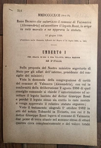 VALMACCA 1888 KÖNIGLICHES DEKRET X LEGATO ROSSI-6166BIS - Bild 1 von 1