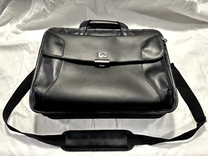 HP Targus Deluxe 17" Leather Notebook Laptop Computer Case Bag Black w/ Strap - Picture 1 of 11
