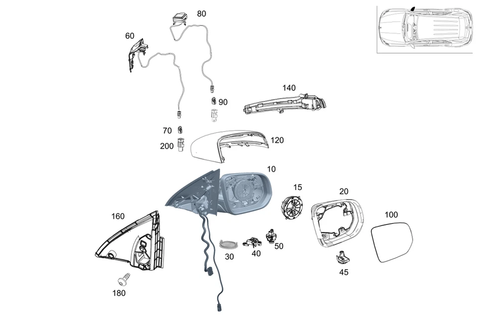 Genuine Mercedes-Benz Mirror Assembly - Right Front Right 167-810-94-01 - Image 1 of 1