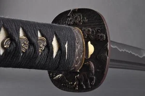 Samurai Katana, Flower and Horse Tsuba, Hand Forged, 1045 Carbon Steel Sword - Picture 1 of 17