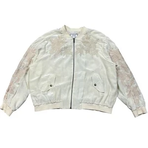 Johnny Was Tyrell Silk Embroidered Bomber Jacket Women's L Boho Indie - Picture 1 of 8