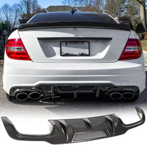 REAL CARBON Rear Bumper Lip Diffuser Fit For Mercedes Benz W204 C63  12-18 - Bild 1 von 15