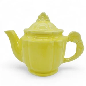 Shawnee Keramik Teekanne Zitronengelb Rosette Floral glänzend Blumendeckel Vintage 40er Tee - Bild 1 von 22