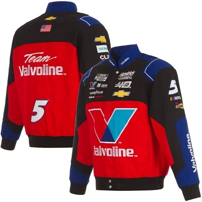 Nascar Kyle Larson JH Design Valvoline Cotton Twill Black Red Jacket new