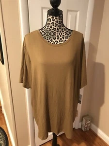 Nine West Women Soft Spun Elbow Sleeve T-shirt Olive Sz 4X Rayon Spandex New G2 - Picture 1 of 6