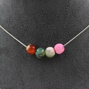 Pietre E Minéraux. Collana 4 Perle Agata Crackle Fucsia Multicolore 8 MM C - Foto 1 di 5