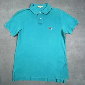 VTG Burberry Brit Polo Shirt Adult M Teal Green Short Sleeve Preppy Golf Mens - Picture 1 of 13
