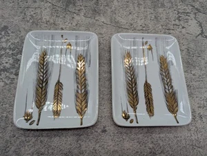 Fornasetti Italy Milano Vintage Trays , Corn Husk Gold Leaf Design, 1950's - Picture 1 of 9