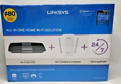 NUEVA solución WiFi inteligente todo en uno Linksys con router AC1750 y extensor AC1200 Foto 1 de 3