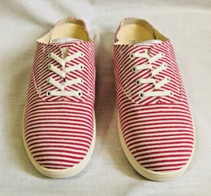 Spenco Orthotic Canvas Mules Santa Rosa Shoes Red Stripe 7.5 New - Picture 1 of 2