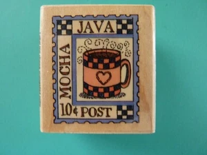 Java (Coffee) Post Faux Postage HERO ARTS Rubber Stamp  - Picture 1 of 2