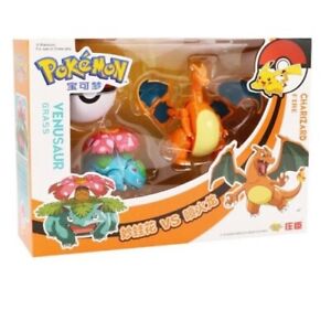Figurine Pokemon Pack 2 Pokeballs Et 2 Figurine Retractables Dracaufeu bulbizare