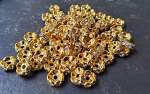 Perlas espaciadoras de diamantes de imitación rondelle de vidrio de varios colores - Imagen 1 de 4