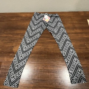 I Heart Pinc Girls Legging Large Black White - Picture 1 of 5
