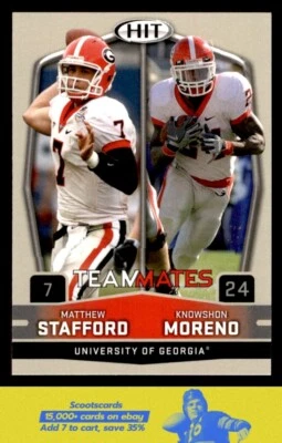 2009 SAGE HIT Matthew Stafford / Knowshon Moreno TM    #56 Georgia Bulldogs - Image 1 of 2