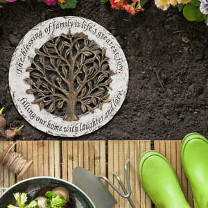 Resin Stepping Garden Stone, Decorative Wall Decor w/ Life Family Tree and Quote
