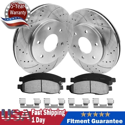 Front Drilled Disc Rotors Ceramic Brake Pads for 04 05 Nissan TITAN Armada 5.6L Foto 1 de 4