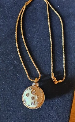 Raro Vinrage Swarovski Cristal Ornamentado Esmalte Navidad Bola Colgante con Cadena Foto 1 de 4